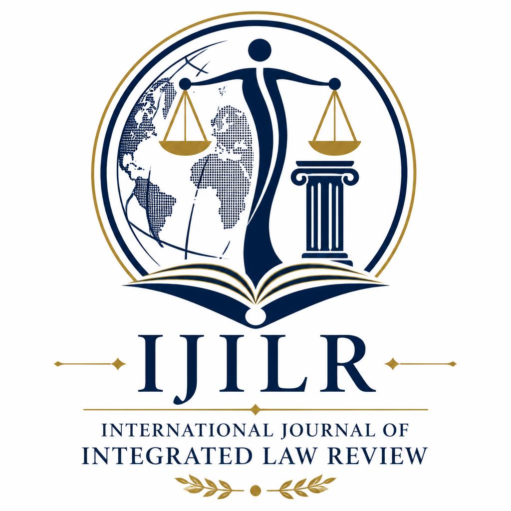 IJILR logo featuring a stylized global legal and academic emblem, with a balance scale, classical column, human figure, world map, and open book in navy blue and gold. The initials “IJILR” appear prominently above the full name “INTERNATIONAL JOURNAL OF INTEGRATED LAW REVIEW.”
